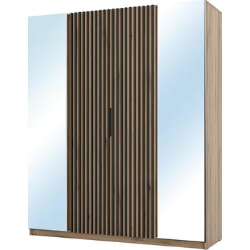 Šatní skříň Šatní skříň KAJA 2LU 2LAM | 200 cm | se zrcadly | VYSOKÁ | evoke + černá amely