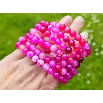 Šperk Náramek růžový achát kuličky 8mm