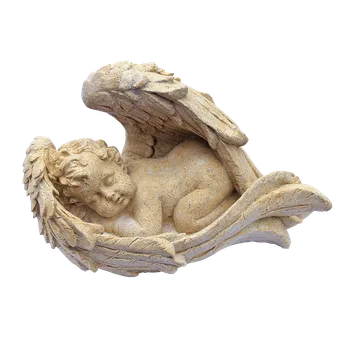 Zahradní dekorace ZahradniDekorace zahradní socha - Dítě spící v křídlech, výška 13 cm, 2 kg