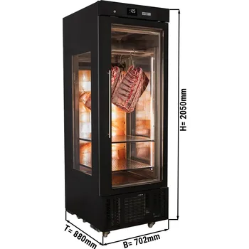 Lednice G.Gastro Skříň na suché zrání masa 0,70 m - s 1 skleněnými dveřmi - černá