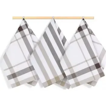 Utěrka Kuchyňská utěrka 50x70cm kostka béžová, hnědá (Kuchyňská utěrka ze 100% bavlny. Uvedená cena je za jedno balení po 3ks. Barevnost utěrek v balení může být odlišná.)