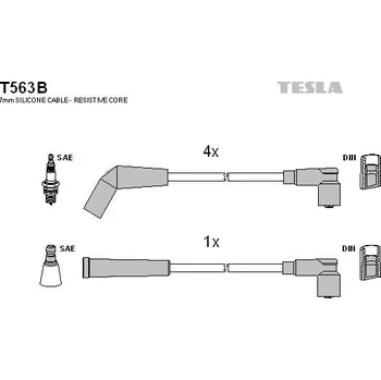 Zapalovací kabel Sada kabelů pro zapalování TESLA T563B