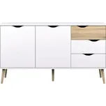 Komoda Retro 381 - bílá/dub - SLEVA 3% s kodem radost25