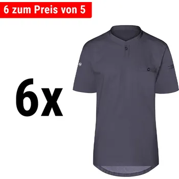 Pánské tričko G.Gastro (6 pieces) KARLOWSKY | Men's Short Sleeve Performance Work Shirt – Slim Fit - Anthracite - Size 5XL