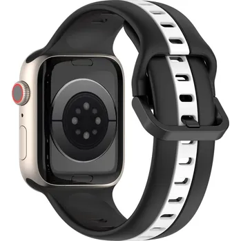 Řemínek na hodinky Strap silikonový řemínek na Apple Watch Ultra/Ultra 2 49mm/SE/SE 2022/2023 44mm/9/8/7 45mm/6/5/4 44mm/3/2/1 42 mm - černý/bílý