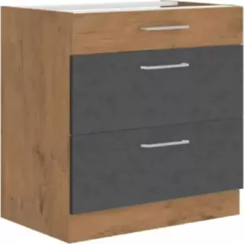 Kuchyňská linka Spodní skříňka VEGA 80 D 3S BB - šedá matná / dub lancelot - SLEVA 3% s kodem radost25