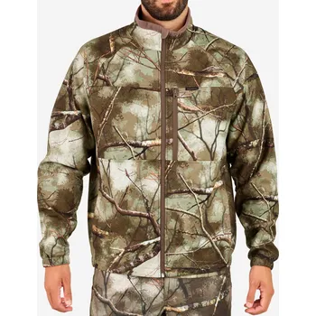 Pánská mikina SOLOGNAC Lovecká fleecová bunda nešustivá hřejivá vodoodpudivá 500 Treemetic XL KAŠTANOVÁ|ZELENÁ