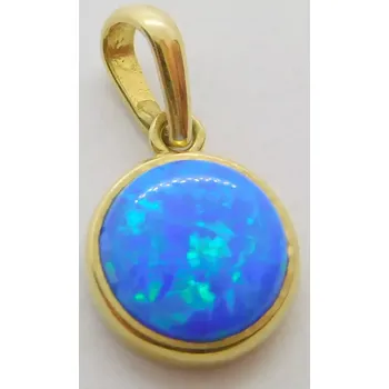 Přívěsek Klenoty Budín Dámský zlatý přívěsek s velkým modrým opálem 585/0,62gr 25701 (Klenoty Budín Dámský zlatý přívěsek s velkým modrým opálem 585/0,62gr 25701)