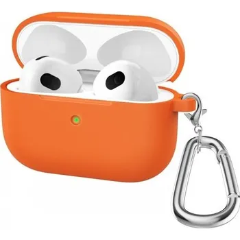 Pouzdro na mobilní telefon Silikonový obal s karabinou pro AirPods 3 - oranžový