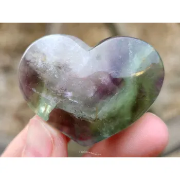 Přírodní kámen Hladké srdce fluorit z Číny 51g