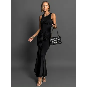 Dámské šaty Černé dlouhé šaty TADEUS na zavazování Velikost: M/L