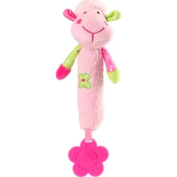 Výuková hračka BABYONO Hračka pískací s kousátkem Sweet Lambie růžová