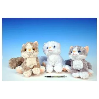 Dětské zboží Kočka sedící plyš 20cm se zvukem 3 barvy 0+