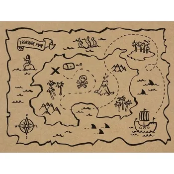 prostírání PartyDeco Prostírání papírové Mapa pokladu 6 ks