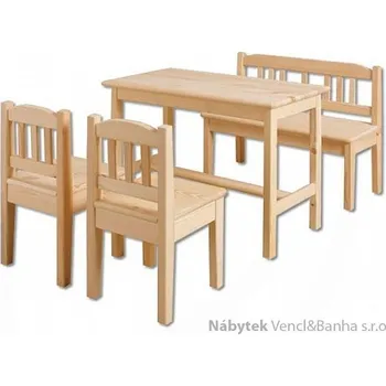 Jídelní set Drewmax dětský dřevěný jídelní set 1S+2K+1L AD240/241/242 pacyg