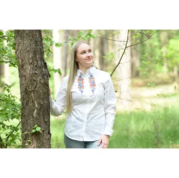 Dámská košile Dámská košile Podluží Barva: bílá, Velikost: S, Barva výšivky: barevná