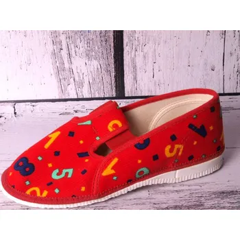 Dívčí bačkory Bačkůrky papučky bačkory HP Čechtín vzor 555 červené s číslicemi velikost: 31