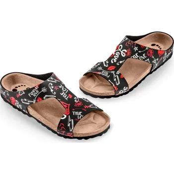 Dámské pantofle Zdravotní dámské nazouváky FORcare 204059 černá potisk láska Velikost: 38