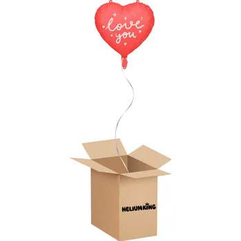 Party dekorace HeliumKing Balónový box - Červené srdce love you 45 cm