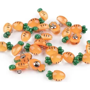 Knoflík Knoflík plastový, 9x17mm, 3D mrkev, oranžová