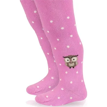 Vzorované punčocháče pro holčičky WOLA SOVA růžové Velikost: 62-74