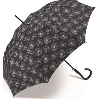 Deštník Pierre Cardin Dlouhý automatický deštník s květy 82674 černá