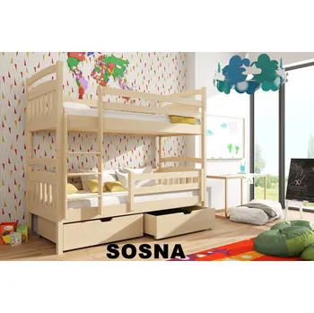 Dětská postel Dětská patrová postel Gábi 180x80 cm s úložným prostorem borovice masiv