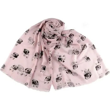 Šátek Letní šátek / šála jezevčík, buldoček 75x180 cm - 3 růžová nejsv.