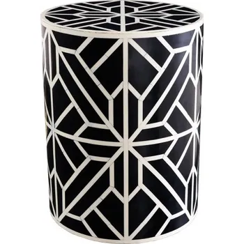 Konferenční stolek Odkládací stolek BONE INLAY 45 CM černá přírodní