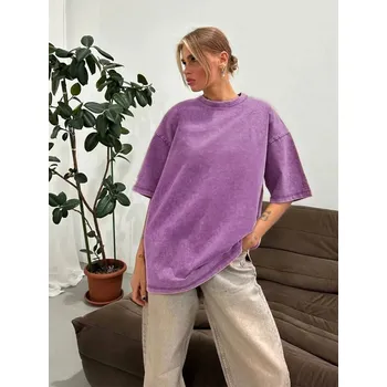 Dámské oversize bavlněné tričko Barva: Fialová, Velikost: 5XL