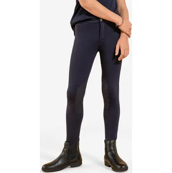 Jezdecké kalhoty FOUGANZA Dětské rajtky s rajtfleky 140 námořnicky modré 14 LET