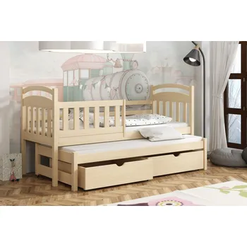 Dětská postel Dřevěná postel s výsuvnou přistýlkou KASPER 08 80x180 cm borovice masiv s úložným prostorem