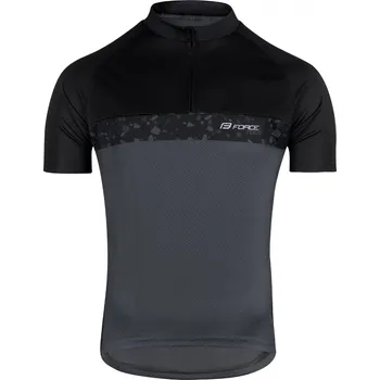 cyklistický dres dres FORCE ROCK krátký rukáv, šedo-černý Velikost: XL