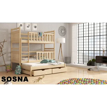 Dětská postel Dřevěná patrová postel Klarka 80x180 cm borovice masiv