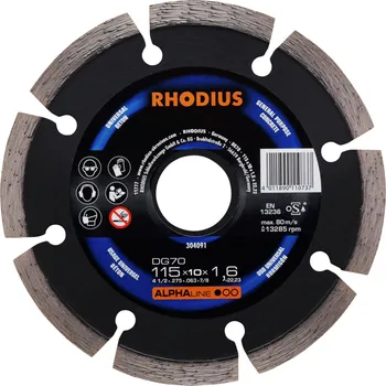 Řezný kotouč RHODIUS Diamantový rozbrušovací kotouč DG70 115 x 7,0 x 1,6 x 22,23 ALPHAline