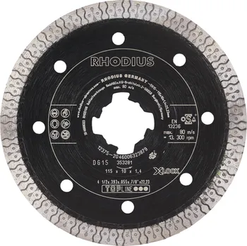 Řezný kotouč RHODIUS Diamantový řezný kotouč DG15 X-LOCK 115 x 10,0 x 1,4 x 22,23 TOPline