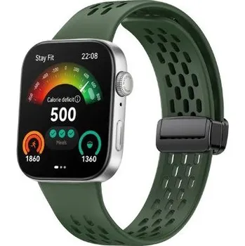 Příslušenství k chytrým hodinkám eses Silikonový dírkovaný řemínek s magnetickou přezkou pro Huawei Watch Fit 3, 4 a 4 Pro - Zelený