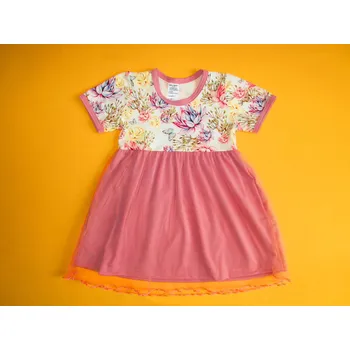 Dívčí šaty Arex, ČR Dívčí šaty s tylovou sukní, krátký rukáv Barva: starorůžová+smetanová, Velikost: 122