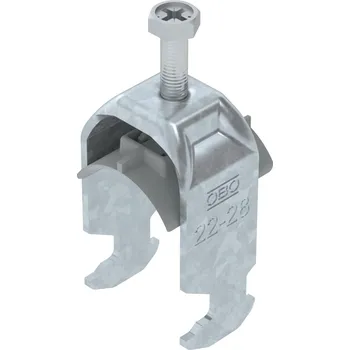 kabelová chránička OBO BETTERMANN Třmenová příchytka, 1-nás, 22-28mm, Ocel, St, žárově zinkováno ponorem, DIN EN ISO 1461 typ BS-H1-K-28 FT 1186222