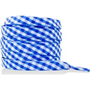 Tkaničky do bot Široké tkaničky s kostkovaným potiskem, jeden pár - Modré, 120 cm