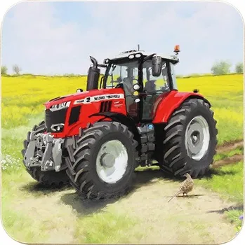 prostírání Leonardo, Anglie Korkové prostírání pod skleničky červený Traktor 1 ks - 10,5*10,5 cm