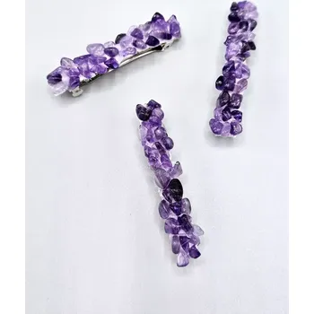 Ozdoba do vlasů Francouzská spona s Ametystem malá (5,8 x 0,8 cm)