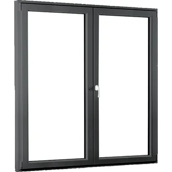 Okno SKLADOVÁ-OKNA.cz Dvoukřídlé plastové balkónové dveře REHAU Smartline+ - 1700 x 2080 mm Bílá dovnitř / Šedá antracit ven (struktura dřeva)