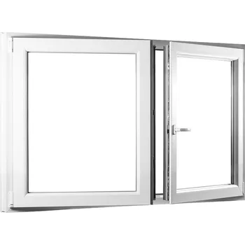 Okno SKLADOVÁ-OKNA.cz Dvoukřídlé plastové okno se štulpem REHAU Smartline+ - 1450 x 1100 mm Bílá