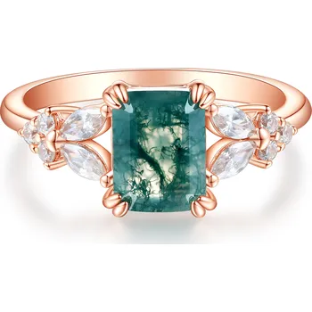 Prsten Olivie Stříbrný prsten MECHOVÝ ACHÁT ROSE 8906 Velikost prstenů: 9 (EU: 59-61) Ag 925; ≤2,3 g.