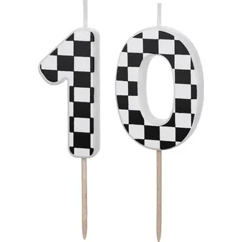 Dortová svíčka Svíčka na dort č. 10, kostkovaná vlajka, 5,5 cm