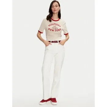 Pánské oblečení Tommy Hilfiger T-Shirt Varsity Ringer WW0WW42585 Béžová Regular Fit M