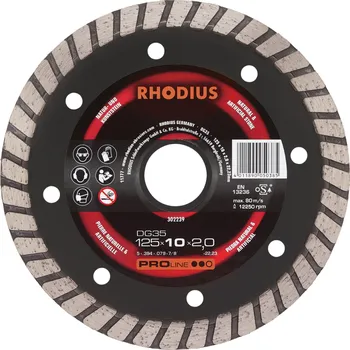 Řezný kotouč RHODIUS Diamantový řezný kotouč DG35 125 x 10,0 x 2,0 x 22,23 PROline