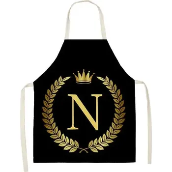 Kuchyňská zástěra Kuchyňská černá zástěra se zlatými písmeny - 7,Rozměr pro dospělé 68 x 55 cm