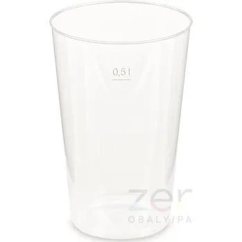 Jednorázové nádobí Pohárek (kelímek) nápojový vratný PP 0,5 l (pr. 91 mm) - transp.